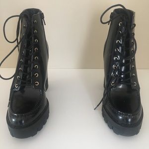 Zara TRF Black Lace-up platform booties